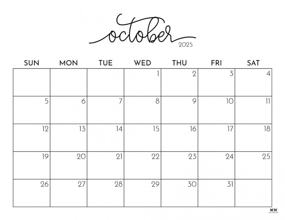 October Calendars - FREE Printables Printabulls October Calendars - FREE Printables Printabulls
