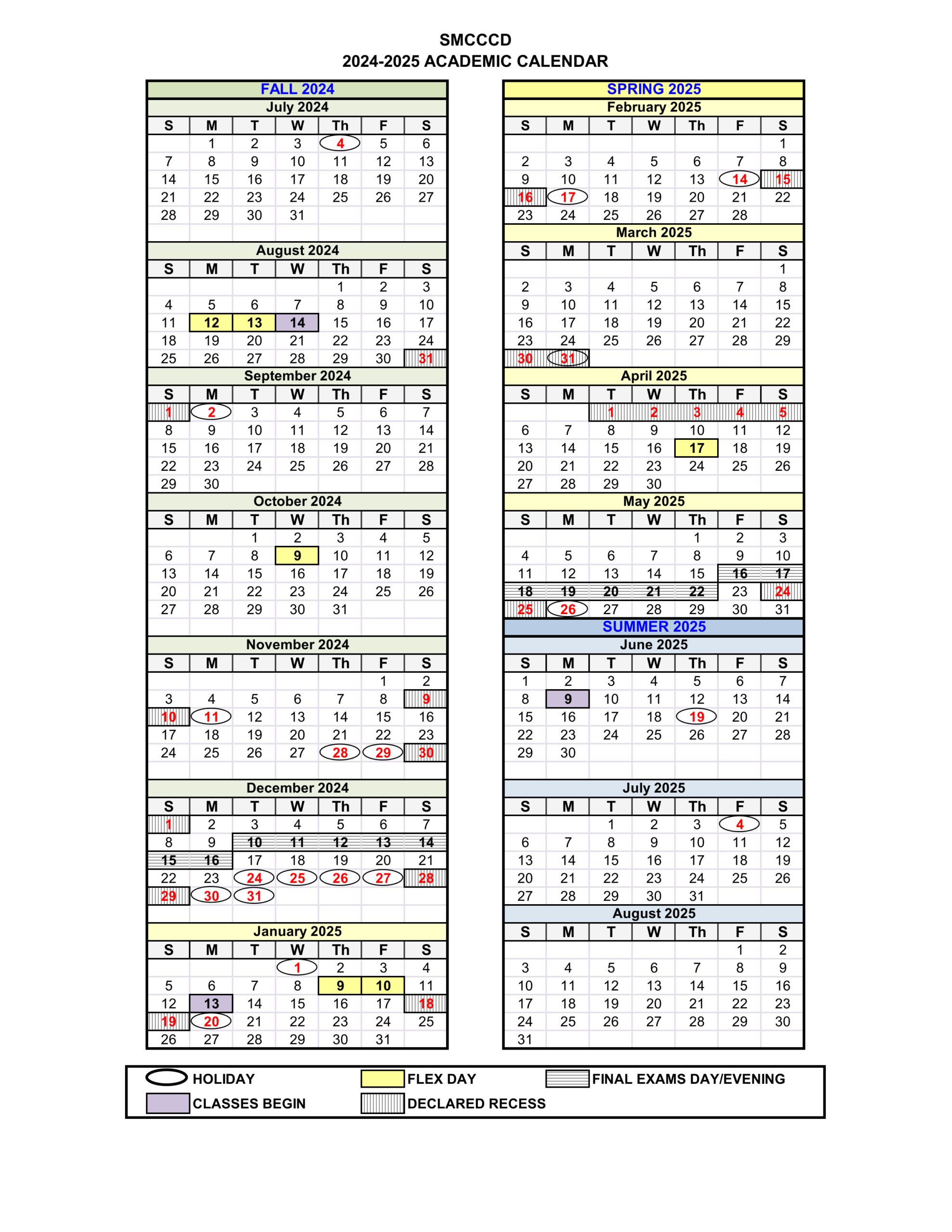 October 2025 Calendar Canada College 2