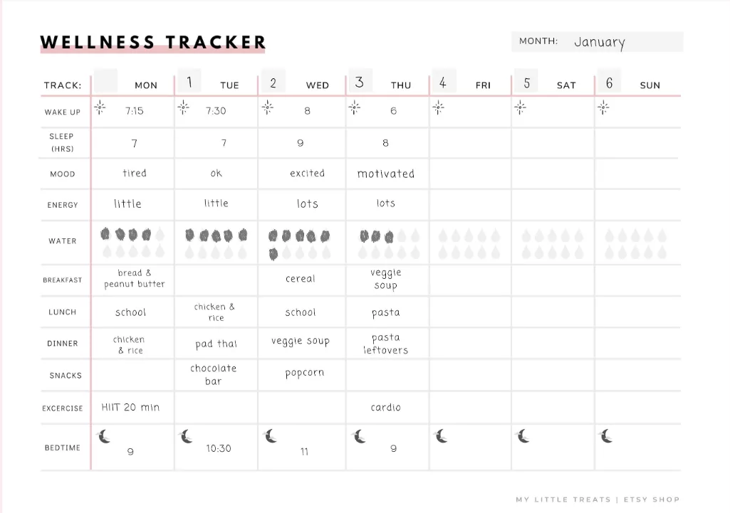 Wellness reset fitness tracking calendar visualization