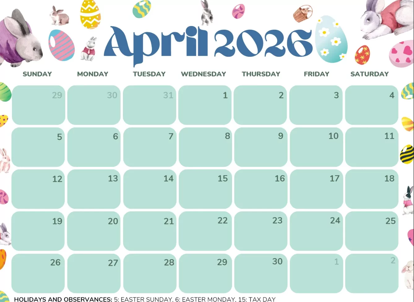Calendar highlighting the shifting dates of Easter between March and April 2026