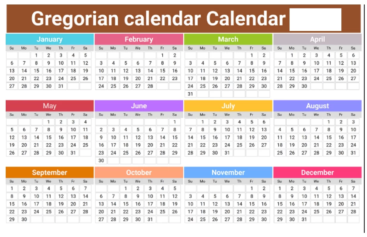 Ethiopian calendar vs Gregorian calendar difference comparison chart
